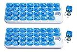 31 Day Monthly Pill Organizer with Pop Out Pocket Pill Pods and Storage Tray for Vitamins, Supplements, Home, Work or Travel - 2 Pack Blue