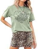 MAPICK Women's Nature Camping Mountain Hiking Lovers Shirt Summer Adventure Wild Outdoor Graphic Tees Tops(Sage Green,X-Large)