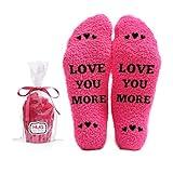 Humor Us Home Goods Women's Socks - Love You More Warm & Comfy - Cozy Pair Of Socks That They Can Use For Years To Come - Premium Quality Cotton - Cupcake Packaging - Novelty Gift