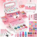 Kids Makeup Kit Girl Toys for Gifts, Teensymic Toys for Girls Real Washable Makeup Girls Princess Birthday Gift Play Make Up Toys Makeup Vanities for Girls Toys Age 4 5 6 7 8 9