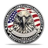 Patriotic Military Challenge Coin | Saluting Veteran and Jets Military chip & Veterans Thank You for Your Service Medallion | Appreciation Gift for Military & Veterans & Patriots in Serve