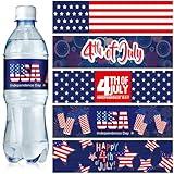 Menkxi 100 Pcs 4th of July Water Bottle Labels Stickers 4th of July Decorations Stars American Flag Water Bottle Wrapper Label Decal for Independence Day Memorial Day Patriotic Party Supplies Favors