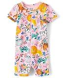 The Children's Place,Baby Girls,and Toddler Snug Fit 100% Cotton Short Sleeve Zip-Front One Piece Footless Pajama