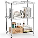 MZG 450 lbs Wire Storage Shelving 3-Tier Utility Shelving Unit Steel Organizer Wire Rack for Home,Kitchen,Office,Chrome(11.8" D x 17.7" W x 26.3" H)