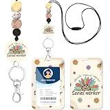 AFRITEE ID Badge Holder Lanyard - Social Worker Gift ID Name Badge Holder with Lanyard for Graduation School, Social Worker Appreciation Week Motivational Gifts for Teacher Nursing Home