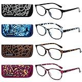 EYEGUARD Blue Light Reading Glasses 4 Pack Fashion Spring Hinge Readers for Women Computer Eyeglasses
