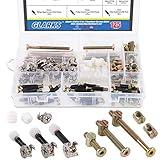 Glarks 125Pcs 3-in-1 Furniture Connecting Hardware Set, Hex Socket Cap Furniture Barrel Screws Bolt Nuts & Cam Fitting & Pre-Inserted Nut & Eccentric Wheel for Crib, Wardrobe Splicing, Cabinet Drawer