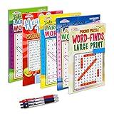 5-Pack 450+ Travel-Size WordSearch Puzzle Books for Adults, Aging Seniors Brain Stimulation Large Print Words Activity Books (Variety Pack Bulk), Paperback – Digest Size 8x5”