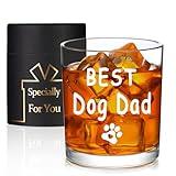 Sngtmug Best Dog Dad Whisky Glasses, Gifts for Dog Dad, Dog Dad Gifts for Men, Birthday Fathers Day Christmas Gifts for Dog Dad from Daughter Son Kids 10 OZ Old Fashioned Glass with Gift Box