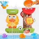 Baby Bath Toys for Kids Ages 1-3 Interactive Toddler Bath Toys Mold Free Duck Sensory Bathtub Water Shower Toys with 3 Stacking Cups for 12+ Months Boys Girls Christmas Birthday Gifts
