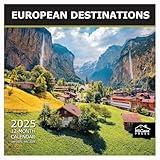 MICASA European Destinations 2025 Wall Calendar 12 Month | 12" x 24" Open | Thick & Sturdy Paper | Giftable | Calendar 2025