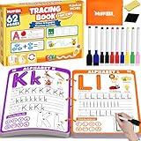 Preschool Learning Activities Educational Workbook, 62 Reusable Pages Pre Kindergarten Workbooks, Number Letter Tracing Books for Kids, Autism Learning Materials, ABC Busy Book for Kids Ages 3-7