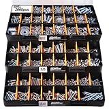 HongWay 2000pcs Hardware Assortment Kit, Nuts and Bolts Assortment Kit with 64 Sizes Bolts, Nuts & Washers Assortment and Metal & Wood Screw Organizer (3 Trays)