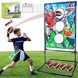 Football Toss Games with 4 Inflatable Footballs, Football Gifts for Boys 8-12, Football Games Outside Toys for Kids Ages 3+, Football Throwing Target Games Indoor Outdoor Backyard Sports Toys