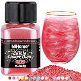 NiHome Edible Food-Grade Glimmer Powder Glitter Luster Dust Metallic Food Decorating Sprinkle Glimmery Dust for Drink Wine Beverage Cake Candy Dessert Bakery Restaurant Vegan (0.18oz/5g, Red)