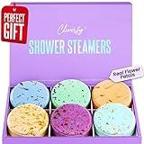 Cleverfy Shower Steamers Aromatherapy - Christmas Gifts for Women and Stocking Stuffers for Adults and Teens. Box of 6 Premium Self Care Shower Bombs with Essential Oils. Purple Set