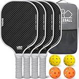 BAGAIL Pickleball Paddles, USAPA Approved Fiberglass Surface Pickleball Set, Lightweight Pickle Ball Rackets with 4 Balls, 1 Bag, Designed in California for Traction and Stability - 4 Pack, Gray
