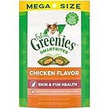 Greenies Feline Smartbites Skin & Fur Crunchy and Soft Cat Treats, Chicken Flavor, 4.6 oz. Pack