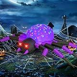 COMIN 9FT Width Halloween Inflatables Outdoor Decorations Spider Blow Up Yard Decoration with Built-in LED for Yard Garden Party Lawn (Purple)