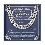 Graduation Gifts for Him, Class of 2022 Gifts Gold Plated Stainless Steel Silver Chunky Cuban Link Chain for Men Graduation Necklace College Graduation Gifts for Him 2022 High School, Gold Plated, No