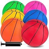 3 otters 6 Pack Mini Basketballs, 7.5 Inch Basketball Set with Pump for Kids Swimming Pool Toy, Mini Basketball Hoop, Outdoors Party Favors