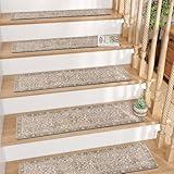 Tiveney Stair Treads Non Slip 15PCS 8"x30" Stair Runner, Washable Carpet Stair Treads for Wooden Steps, Rubber Backing Carpet for Stairs Indoor Safety Staircase Step Treads for Kids Elder Dogs