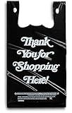 Large Plastic Black Bags, 350 Count Extra Heavy Duty Shopping Bag, 1/6 Grocery Thank You Carry Out