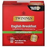 Twinings Decaffeinated English Breakfast Black Tea Individually Wrapped Bags, 100 Count (Pack of 1), Smooth, Flavourful Black Tea, Enjoy Hot or Iced, 100 Teabags