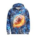 Betecoro 3D Novelty Hoodie Pullover for Boys Girls, Long Sleeve Hoodies Sweatshirt with Pocket, Hoody Hooded for Kids Youth 6-16 Year (US, Alpha, Medium, Regular, Football)