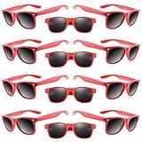 ASTARON 12 Pack Kids Party Novelty Sunglasses Bulk Neon Party Favors for Beach Wedding Party Pool Party Supplies, Red