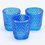 Richland Votive Candle Holders Hobnail Blue Set of 12