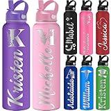 Custom Water Bottle Personalized Water Bottles for Kids with Straw Lid 12 18 24 32 40 oz Customized Engraved Stainless Steel Bottles with Name Logo, Gift for Back to School Sports Outdoor, Initials