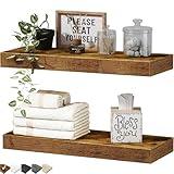 QEEIG Floating Shelves for Wall Bathroom Shelf Over Toilet Wall Mounted Farmhouse Small 16 x 7 inch Set of 2, Rustic Brown (008-40BN)