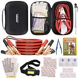 Roadside Assistance Emergency Kit Multipurpose Bag, Premium with Battery Jumper Cable Automotive Kit for Car,Vehicle, Truck or SUV for Men or Women, Black