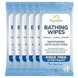 Nurture XL Rinse Free Bathing Wipes for Adults w/Aloe | Waterless Cleansing for sensitive skin | Disposable Adult Body Bath Wet Wipe for Disabled Bedridden | 48 wipes