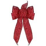 Northlight Glittered 6 Loop Christmas Bow Decoration, Red