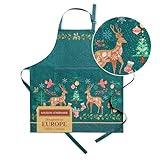 Maison d' Hermine Apron for women with Pocket 100% Cotton 27.50"x31.50" 1 Piece Adjustable Neck Strap & long ties Apron Men, Chef, Wedding, Cooking, Gardening, Server, Waitress (Hygge Christmas)