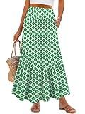 ANRABESS Maxi Skirts for Women 2025 Summer Boho Long Flowy Floral Elastic High Waist Skirt Casual Travel Skirt with Pockets Light Green X-Large