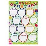 WhatSign Birthday Chart for Classroom - Happy Birthday Poster Reusable Birthday Calendar Laminated Classroom Birthday Chart Classroom Bulletin Board Decorations Back to School Supplies