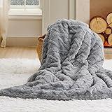 Bedsure Sherpa Throw Blanket for Couch - Soft Fuzzy Cozy Blanket for Winter, Fleece Plush Thick Warm Christmas Blanket Gifts for Women, Grey, 50x60 Inches