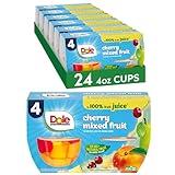 Dole Fruit Bowls Cherry Mixed Fruit in 100% Juice Snacks, 4oz 24 Total Cups, Gluten & Dairy Free, Bulk Lunch Snacks for Kids & Adults