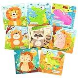 Zeoddler Wooden Puzzles for Toddlers, 8 Pack Animal Jigsaw Puzzles for Kids3-5, 9 Pieces Preschool Learning Activities, Learning & Educational Toys, Gift for Boys, Girls