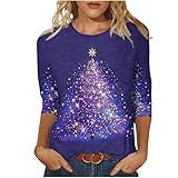 Prime Try Before You Buy Women Christmas Shirts for Women Fashion Plus Size Casual 3/4 Sleeve Tops Crewneck Xmas Tunic Blouses Fall 2024 Trendy Discount Items