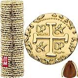 Gold Metal Pirate Coins - 35 Gold Treasure Coin Set, Metal Replica Spanish Doubloons for Board Games, Tokens, Toys, Cosplay - Realistic Money Imitation, Pirate Treasure Chest, Medium Size 7/8"
