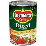 Del Monte Canned Diced Tomatoes with Basil, Garlic and Oregano, No Salt Added, 14.5 Ounce