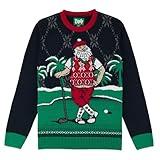 The Ugly Sweater Co. Mens Sports Golf Sports Ugly Christmas Sweater for Holiday Fun Design, Snug Fit Breathable Crewneck (Twilight Christmas, X-Large)