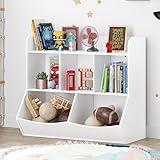 UTEX Toy Storage Organizer with Bookcase, Kid’s Multi Shelf Cubby for Books,Toys, Storage Organizer for Boys,Girls Play Room/Bedroom-White