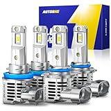 AUTOONE 2024 Newest H11 9005 LED Bulbs Combo 50000LM 600% Brighter, HB3/9005 and H8/H9/H11 Halogen Replacement Fog Lights, 6500K White Direct Installation, Pack of 4