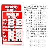 2 Piece Business Hours Sign, FlyCoco Open Hours Signs for Business Adjustable, Assured Signs Business Hours Sign for Glass Door Window Store Office Outdoor, Contains 2 Sign Boards 360 Usable Stickers