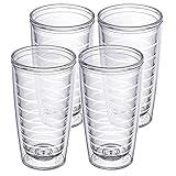 Homestead Choice 16oz Insulated Tumblers Plastic Keeps Drinks Cold & Hot, 4pack Double Walled Clear Insulated Drinking Glasses Cup, BPA-Free, Dishwasher Safe Reusable, Camping, Travel, Kitchen, Party